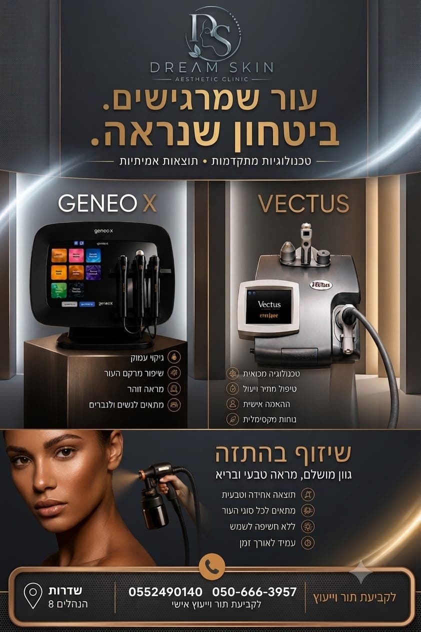 חוויית טיפול פנים, הסרת שיער, שיזוף יוקרתית בשדרות